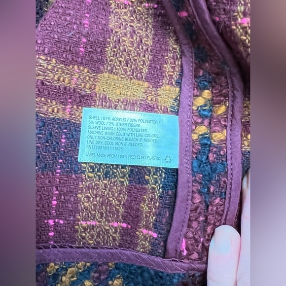 A NEW DAY Maroon, orange &‎ black plaid wool blend jacket size M - Picture 12 of 14